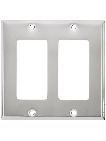 Classic Double Gang GFI Cover Plate In Polished Chrome.